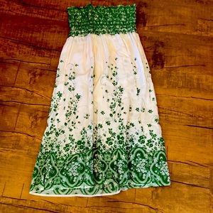 Green and white swim cover up